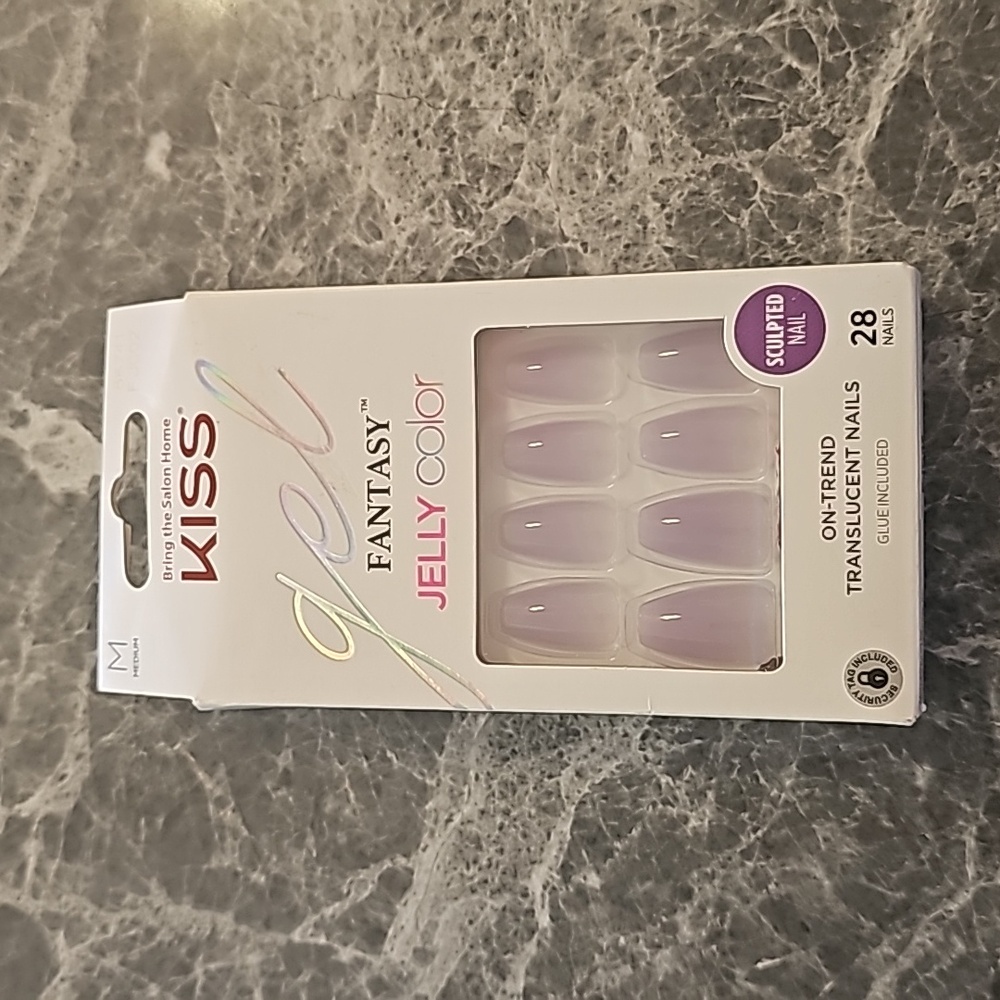 KISS Gel Fantasy Jelly Purple Press-On Nails NWT